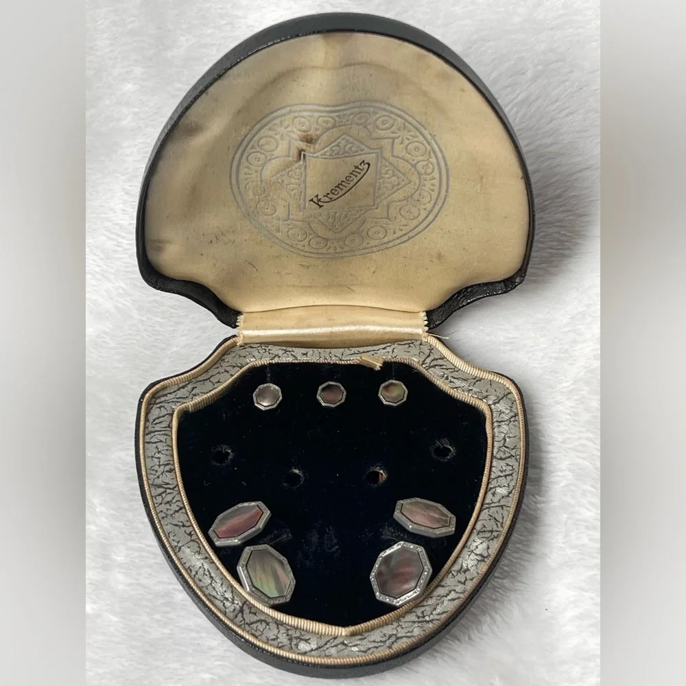 Antique Krementz men’s cufflink and buttons platinum and gold